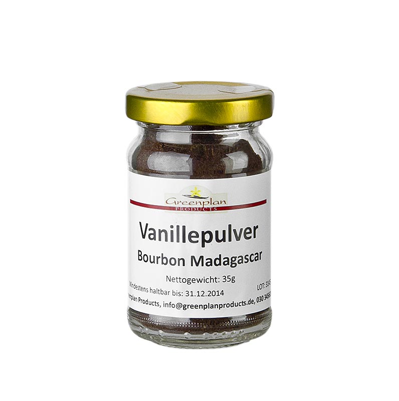 Bourbon vanilla, ground, from Madagascar, Greenplan - 35 g - Glass
