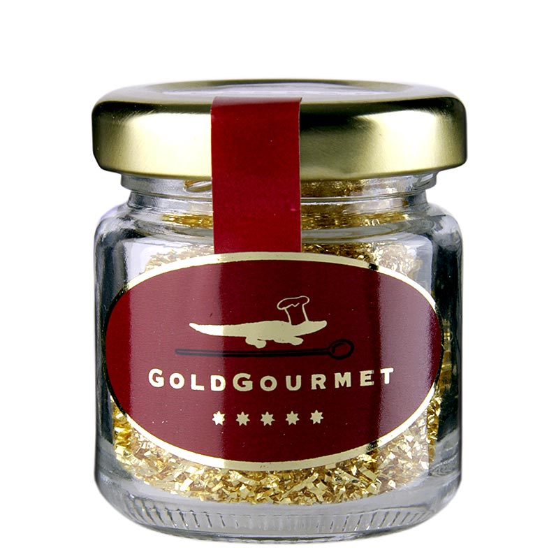 Guldfibrerblad guldtråd, fint, 22 karat, E 175 - 0,3 g - glas
