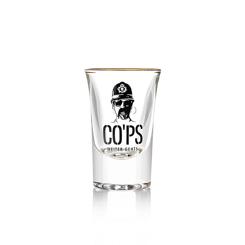 Kozarec Cops 2cl z zlatim robom - 20 ml - Steklo