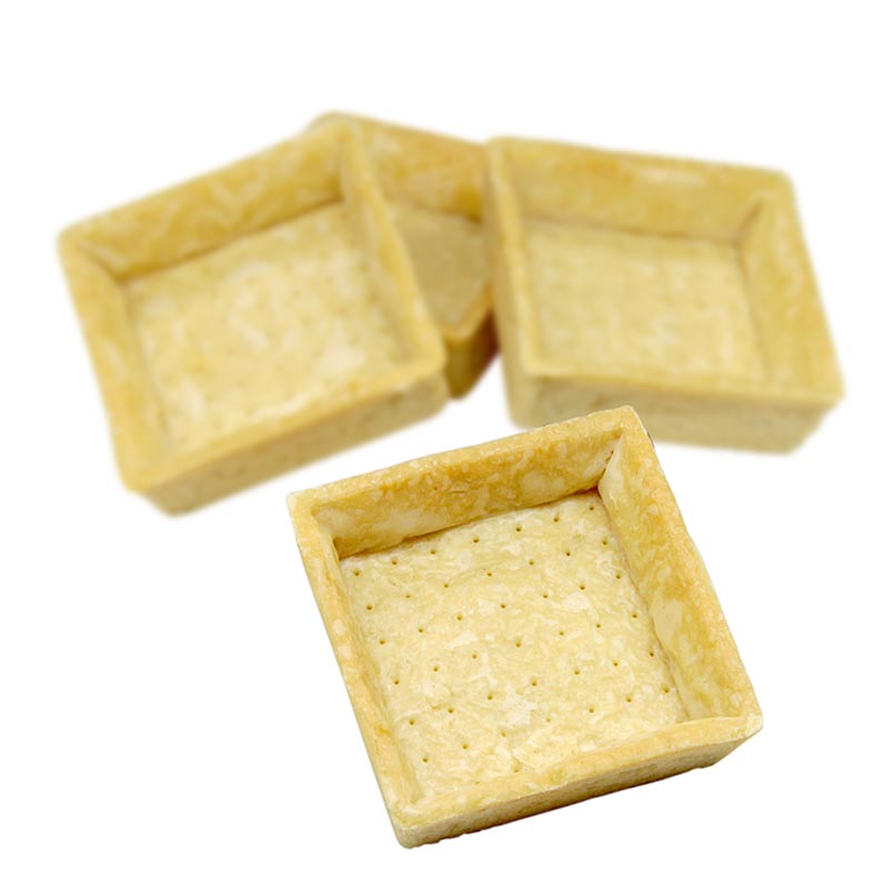 Snack tartlets, kvadratisk, 7x7cm, 1,8cm høj, lys, salt - 3,23 kg, 120 stk - karton
