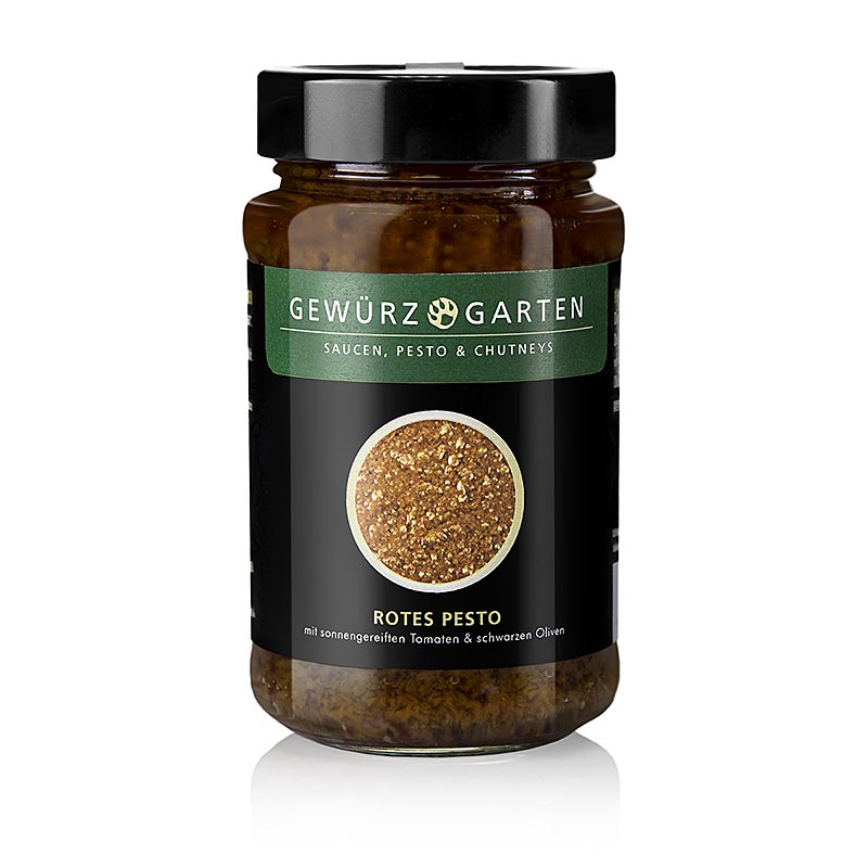 Spice Garden Red pesto, z na soncu dozorelimi paradizniki in crnimi olivami - 225 ml - Steklo Spice Garden Red pesto, z na soncu dozorelimi paradizniki in crnimi olivami - 225 ml - Steklo