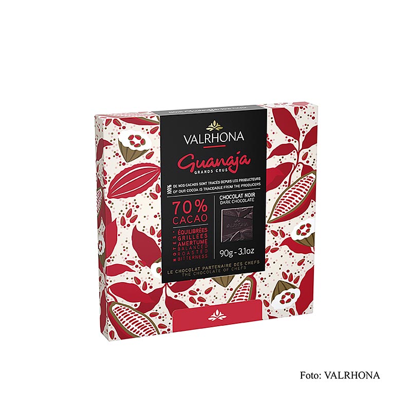 Valrhona Carre Guanaja - barras de chocolate amargo, 70% cacau - 90g, 18x5g - Cartao