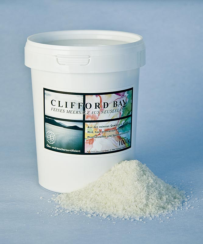Clifford Bay, fine-grained sea salt, New Zealand - 1 kg - Tin Clifford Bay, fine-grained sea salt, New Zealand - 1 kg - Tin