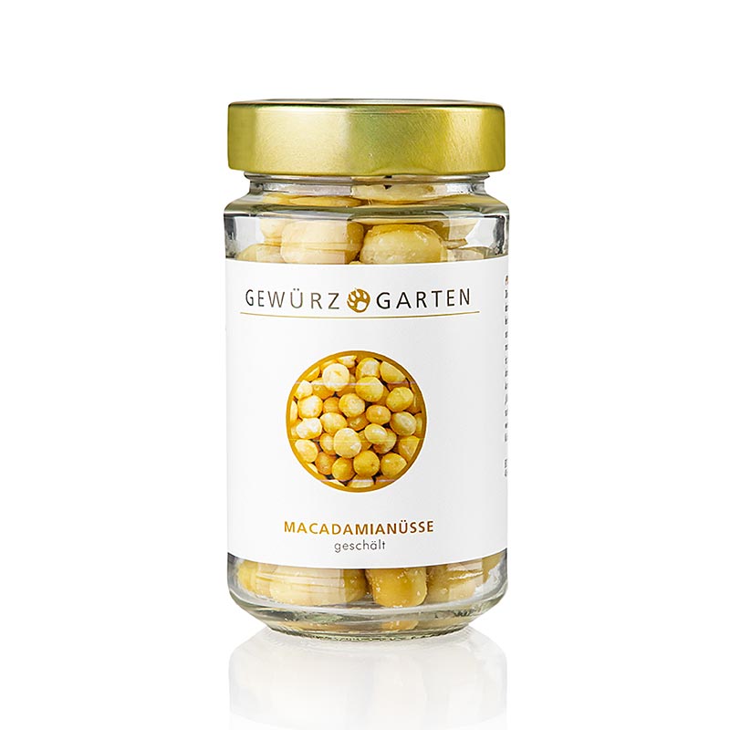 Gewürzgarten Macadamia Nüsse, geschält, ungesalzen - 120 g - Glas