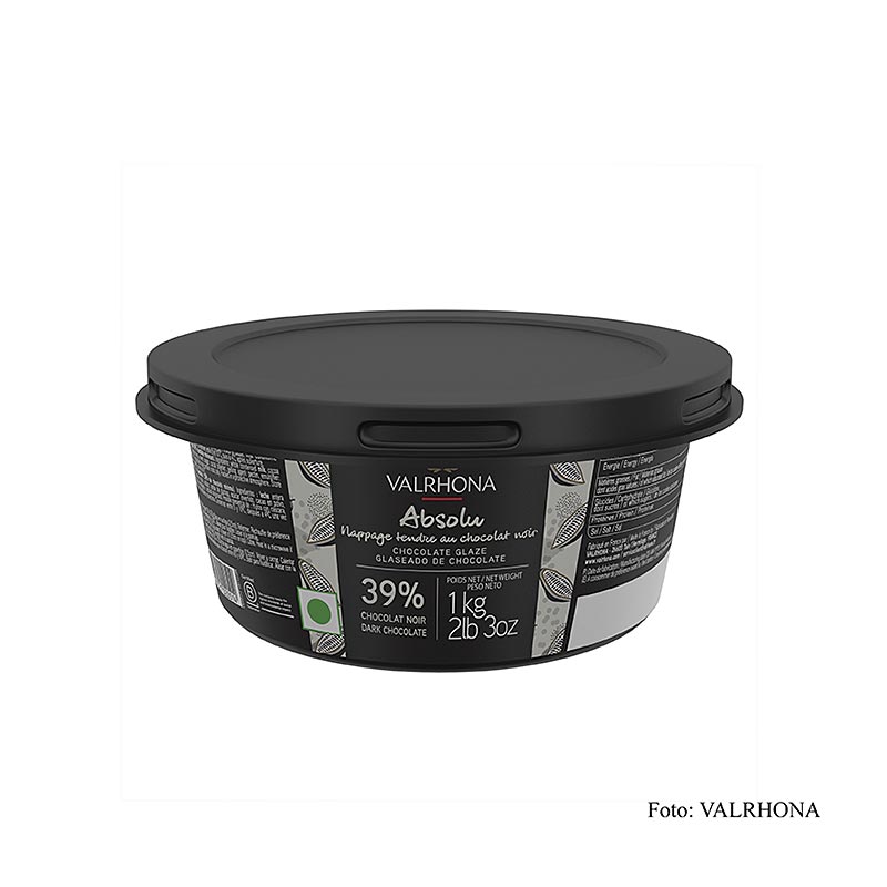 Valrhona Nappage - Absolu, dark chocolate - chocolate icing - 1 kg - Pe can
