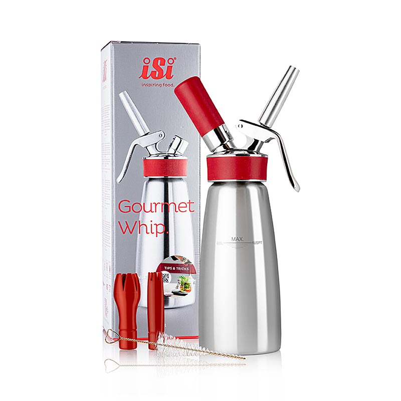 Espuma - Spruzzatore Gourmet Whip Plus, completo, acciaio inossidabile opaco, 500 ml, rosso - 1 pezzo - Cartone