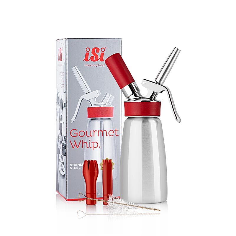 Espuma - Sproeier, Gourmet Whip Plus, compleet, mat roestvrij staal, 250 ml, rood - 1 st - karton