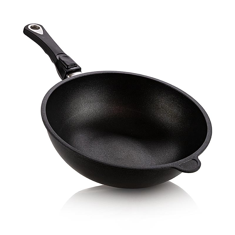 AMT gastro gietijzer, wokpan, Ø 28cm, 11cm hoog, met afneembaar handvat - 1 st - los