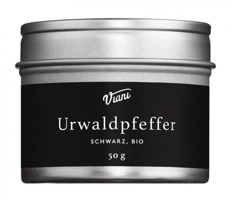 Djungelpeppar, svart, ekologisk, hel, Svart djungelpeppar, hel, ekologisk, Viani - 50 g - burk