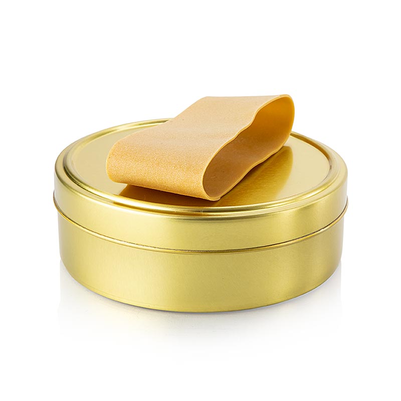 Lata de caviar - dourada, sem impressao, com fecho de borracha, Ø11,5cm, para 500g de caviar - 1 pedaco - Solto
