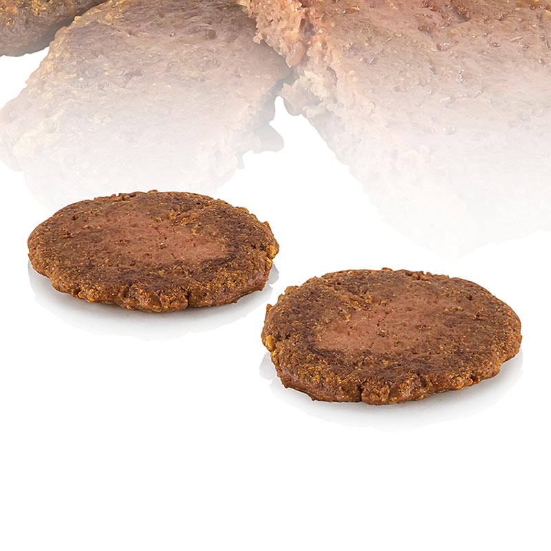 Ærteproteins burgerkager, veganer, ca. 12 cm Ø, Hela - 5 kg, 40 x 125 g - karton