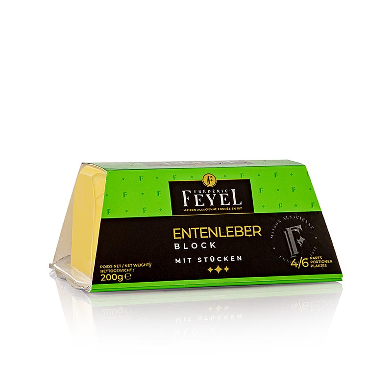 Duck foie gras block, foie gras, trapezium shell, feyel - 200 g - PE shell