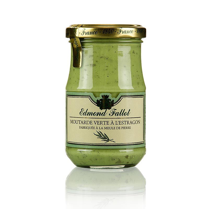 Moutarde verte al`estragon, moutarde de Dijon à l`estragon, Fallot - 190 ml - Verre