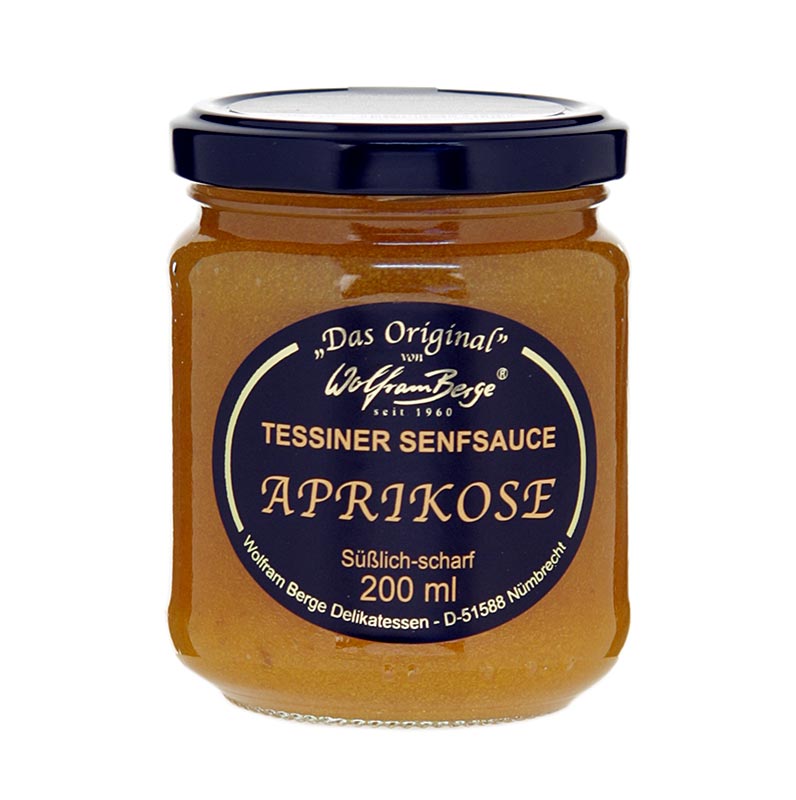 Sauce moutarde aux abricots originale du Tessin, Wolfram Berge - 200 ml - verre