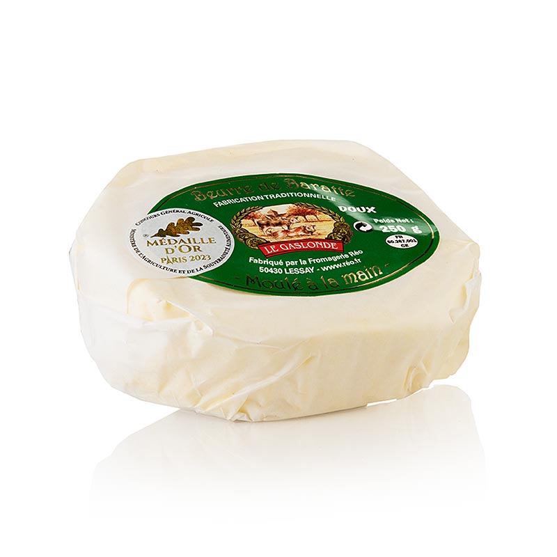 Beurre naturel Beurre de Baratte Moule Main Doux, Le Gaslonde, France - 250 g - Papier