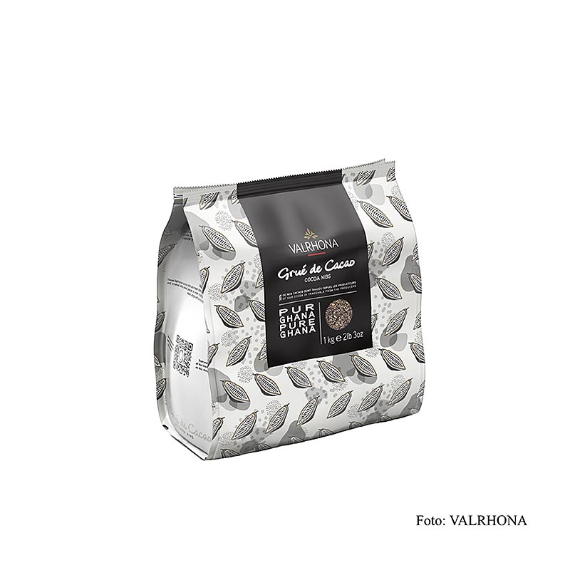 Valrhona Cocoa Grue - hakkede og stegte kakao bønner - 1 kg - taske