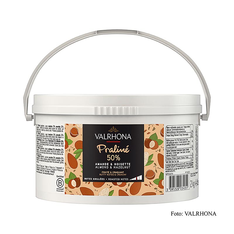 Valrhona Praline Masse knusprig, Hasenuss / Mandel, Praline Craquant - 2 kg - Pe-dose