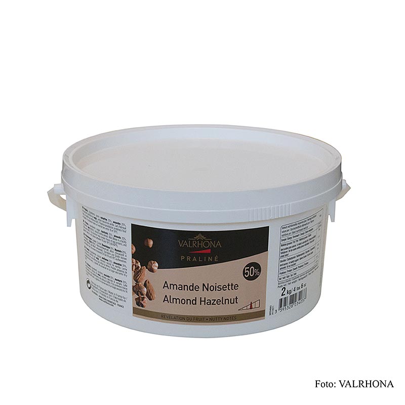 Masse praliné Valrhona 25% noisette, 25% amande - 2 kg - Pe-seau