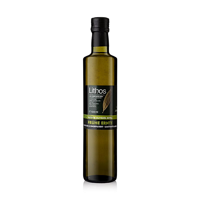 Huile d`olive extra vierge, lithos, récolte précoce, naturellement trouble, Péloponnèse - 500 ml - Bouteille