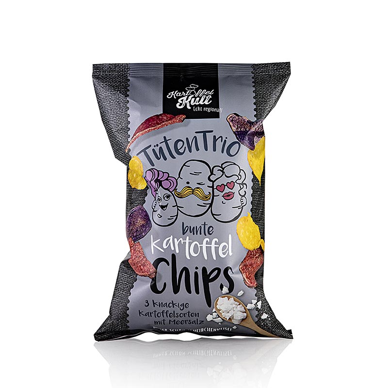 Kartoffelkult - Kartoffelchips aus bunten Kartoffeln mit Meersalz - 90 g - Beutel