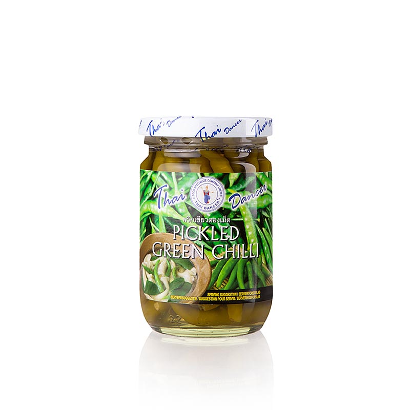 Chilipeppar, gron, inlagd, thailandsk dansare - 200 g - Glas Chilipeppar, gron, inlagd, thailandsk dansare - 200 g - Glas