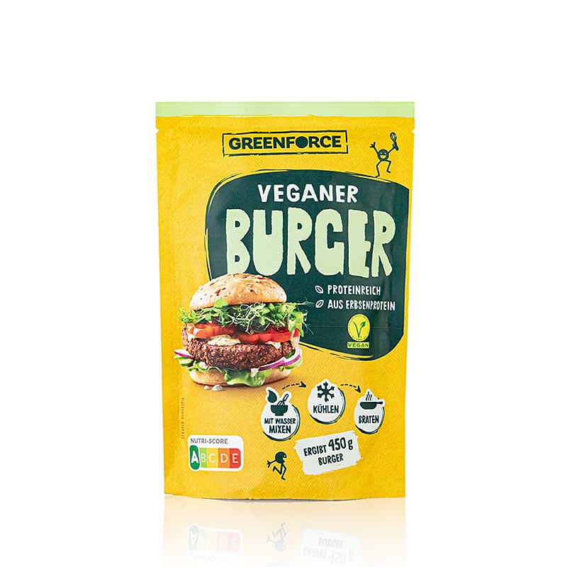 Campuran sedia Greenforce untuk roti burger vegan, diperbuat daripada protein kacang - 150g - beg