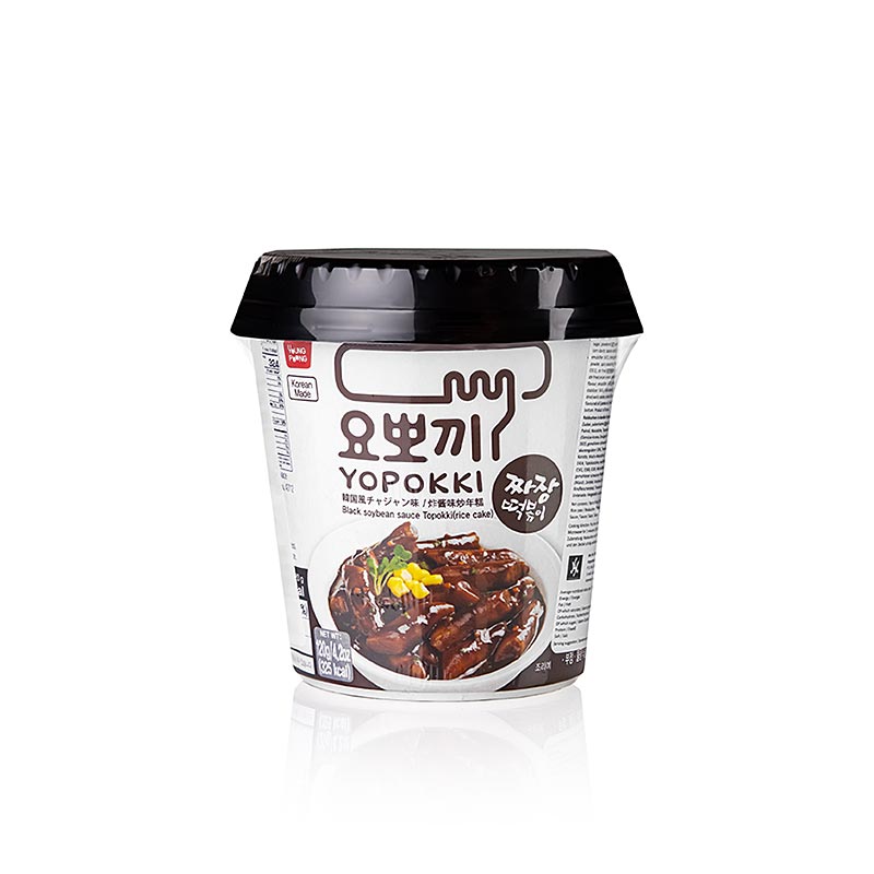 YOPOKKI Reiskuchen Snack Cup, Jjajang (schwarze Bohnenpaste) - 140 g - Becher