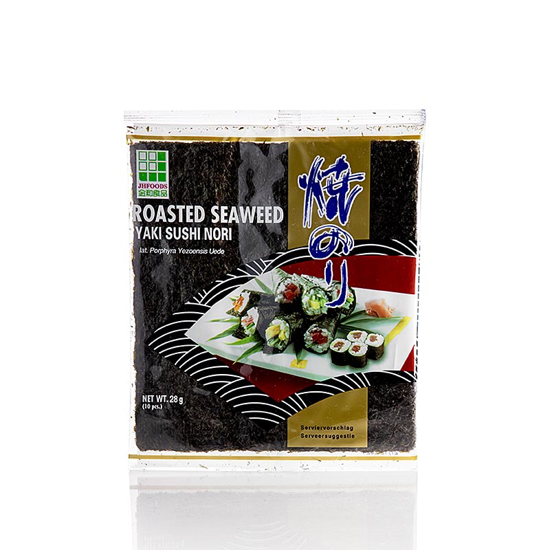 Yakinori hele maat, gedroogde zeewierbladeren, geroosterd, JHFOODS - 28 g, 10 vellen - tas