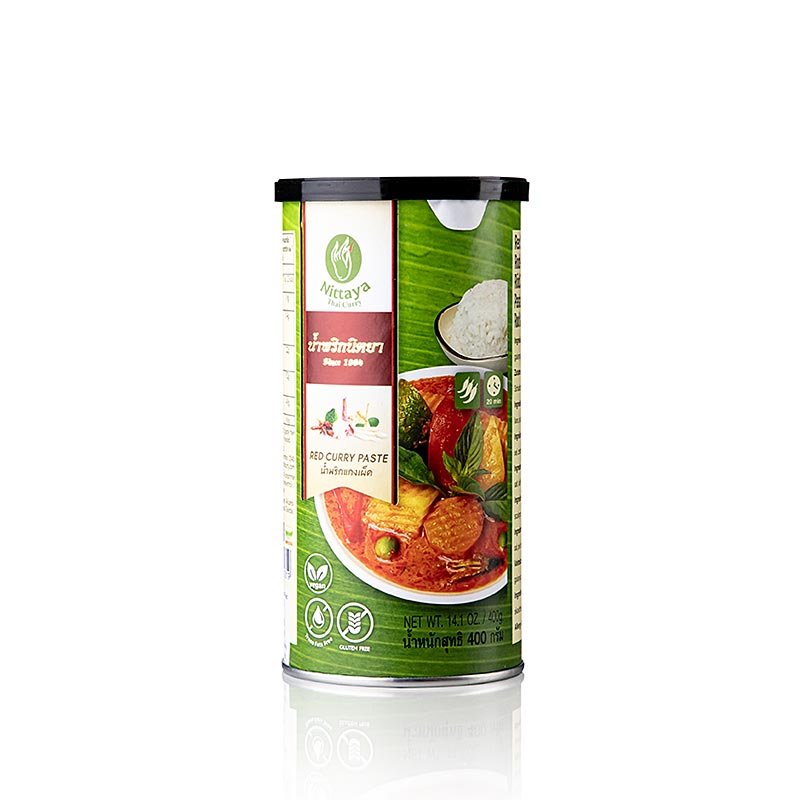 Pasta de curry, vermelho, vegano, 400g, Nittaya - 400g - Pe pode