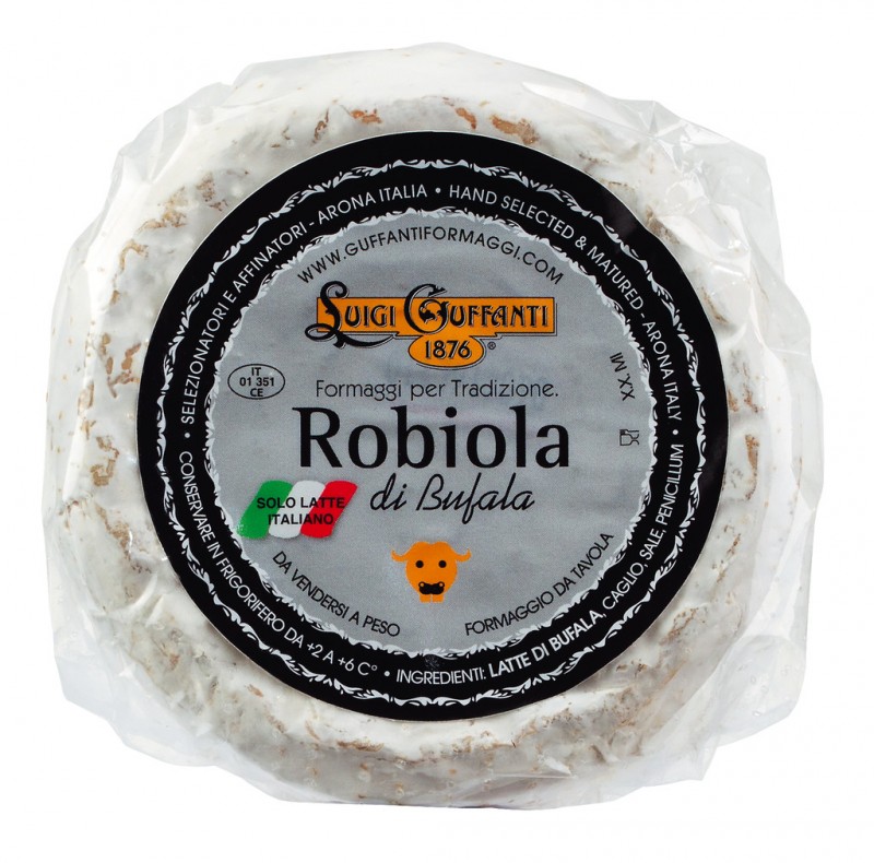 Queijo de pasta mole feito com leite de bufala pasteurizado, Robiola di bufala, Guffanti - 4 x aproximadamente 300 g - kg