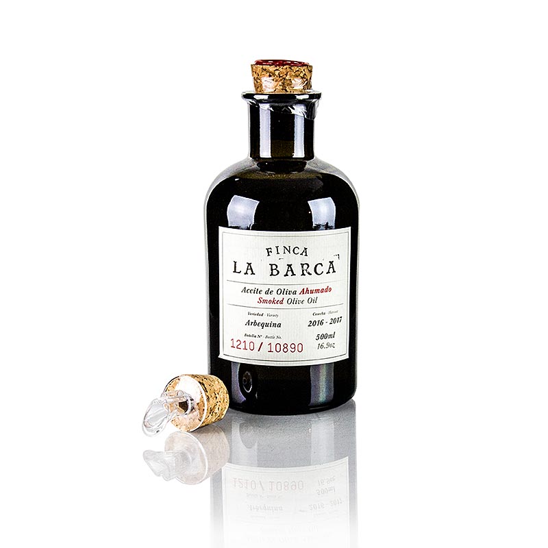 Oli d`oliva fumat, 100% arbequina, Finca La Barca (caixa regal) - 500 ml - Caixa