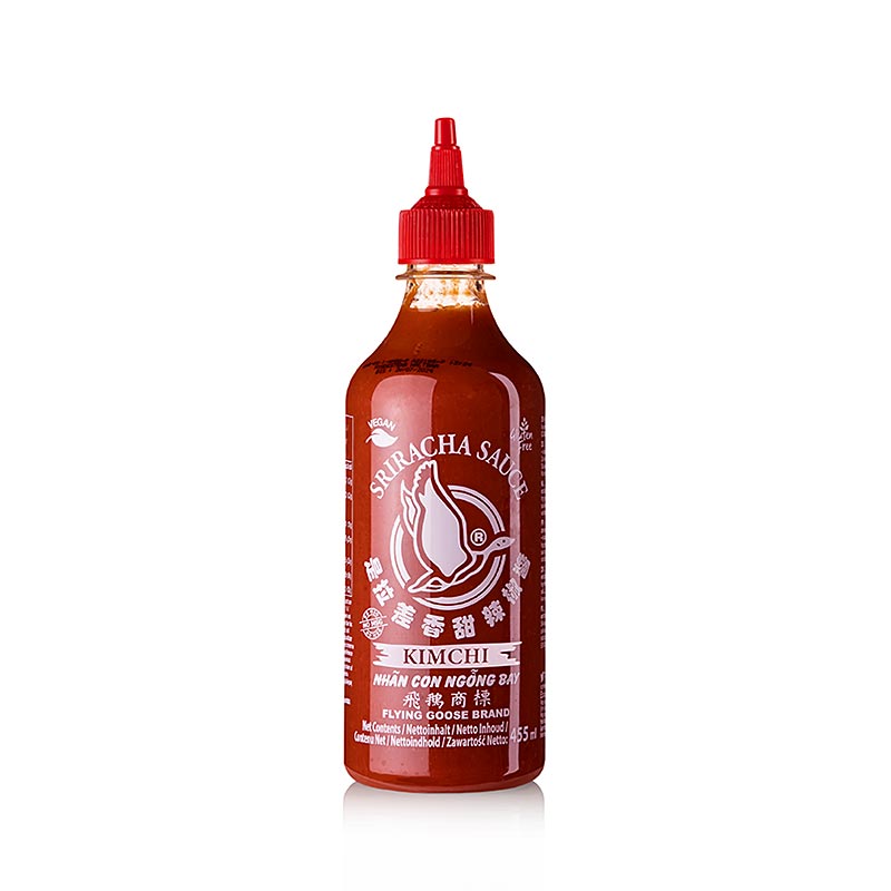 Salsa al peperoncino - Sriracha, piccante, con KimChi, Flying Goose - 455ml - Bottiglia in polietilene