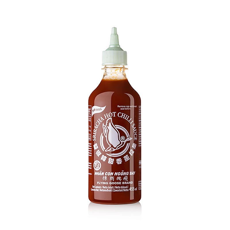 Sauce Chili - Sriracha sans MSG, chaude, bouteille souple, Flying Goose - 455g - Bouteille PE