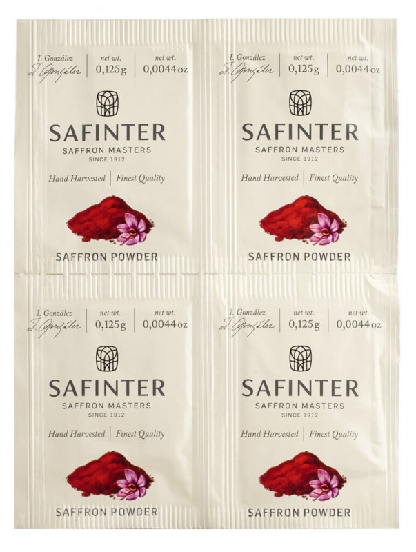 Azafran molido, en paquetes de cuatro raciones, Safinter - 0,5 g / 4 x 0,125 g - Pedazo