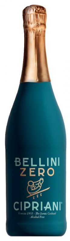Bellini Zero, espuma. Bebida a base de mosto de uva com pessego branco, Cipriani - 0,75 litros - Garrafa Bellini Zero, espuma. Bebida a base de mosto de uva com pessego branco, Cipriani - 0,75 litros - Garrafa