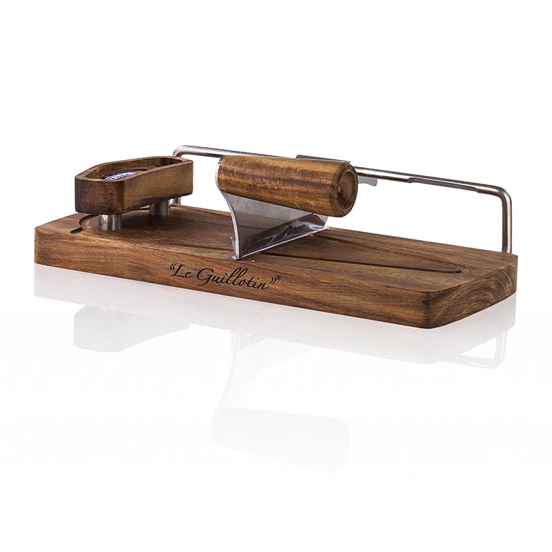 Guillotine for Reypenaer cheese, with wooden board, ca. 10.5 x 25cm - 1 pc - carton Guillotine for Reypenaer cheese, with wooden board, ca. 10.5 x 25cm - 1 pc - carton