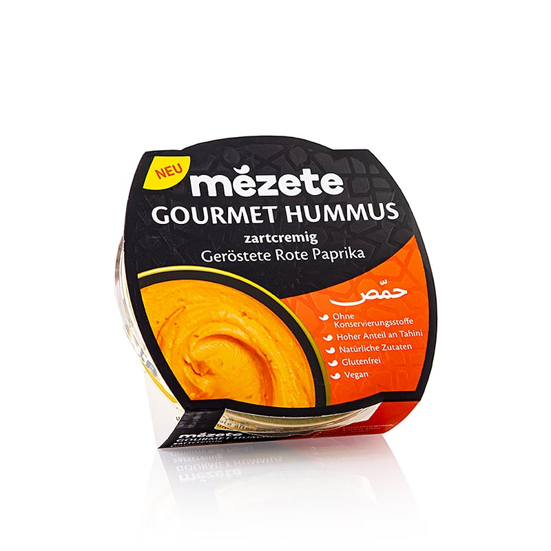 Gourmet Hummus mit gerösteter Roter Paprika, Kichererbsenpüree, Mezete - 215 g - Pe-schale