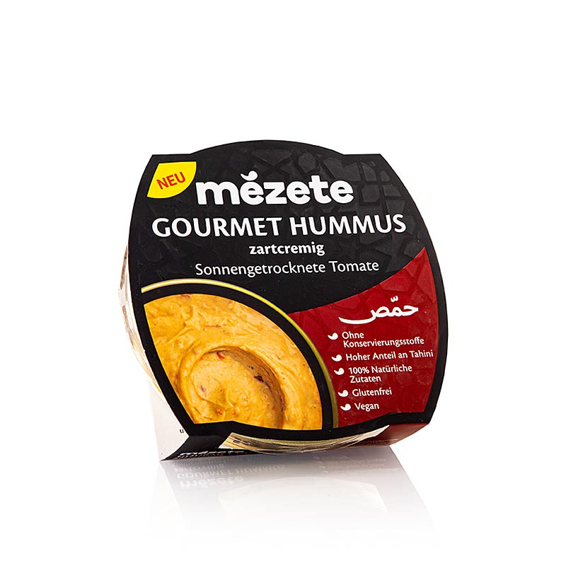 Gourmet Hummus mit Sonnengetrockneter Tomate, Kichererbsenpüree, Mezete - 215 g - Pe-schale