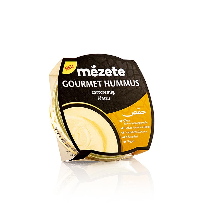 Hummus naturale gourmet, purea di ceci con pasta di sesamo, mezete - 215 g - Confezione tetra