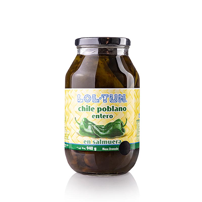 Piments - Poblano, entiers, pour farce - 940 gr - Verre