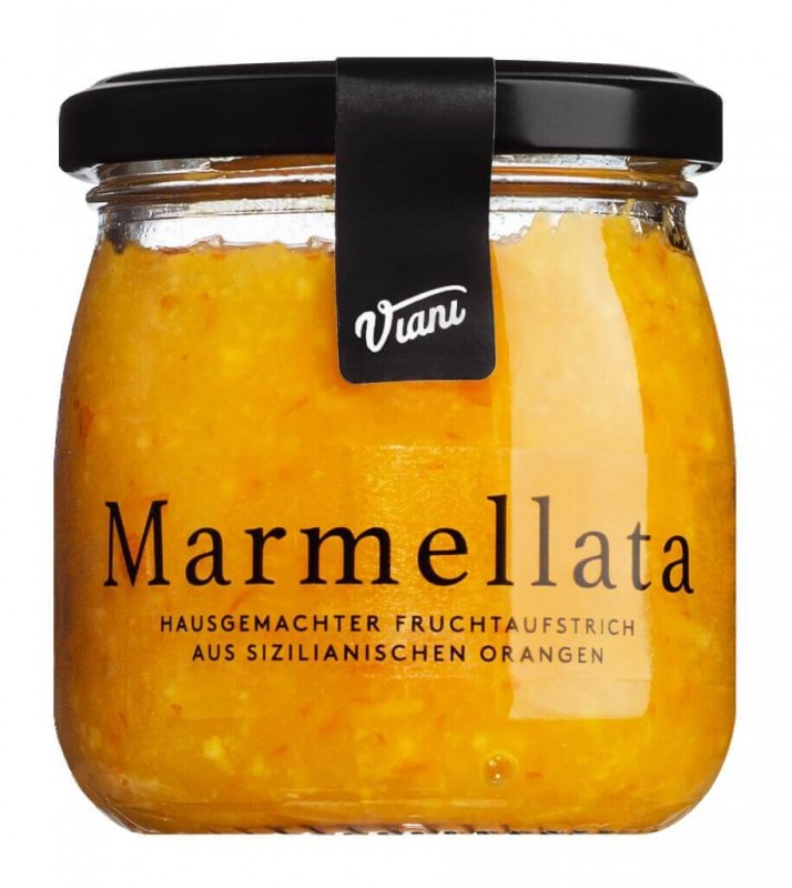 Tartinade de fruits à l`orange maison, Tartinade de fruits à l`orange italienne, Viani - 180g - Verre