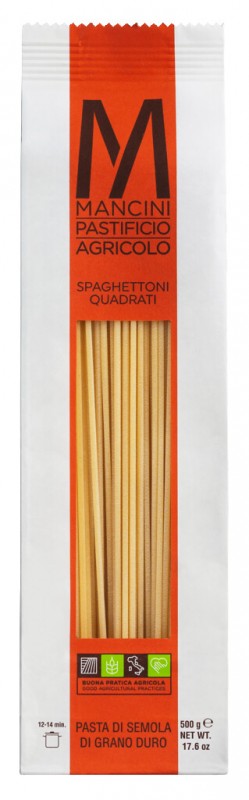 Spaghettoni quadrati, pasta van harde tarwegriesmeel, Pasta Mancini - 500g - pak