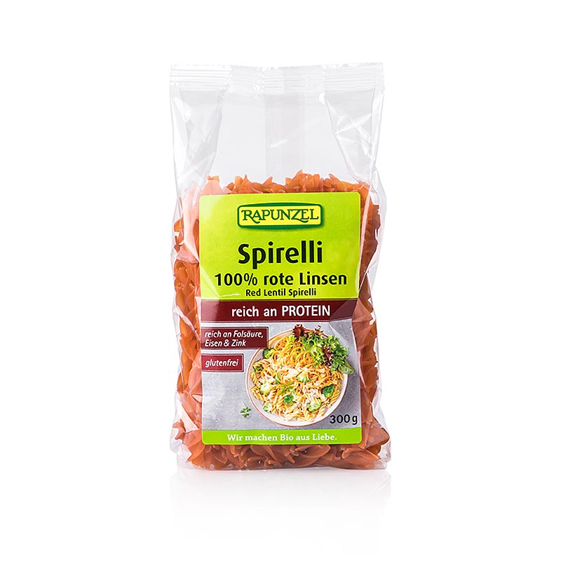 Rapunzel, linzenpasta - Spirelli gemaakt van rode linzen, biologisch - 300g - tas