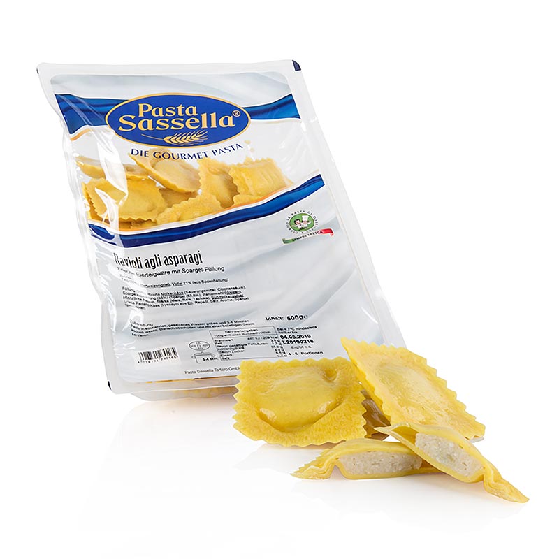 Ravioli freschi con ripieno di asparagi, Pasta Sassella 500g (SA) - 500 g - 