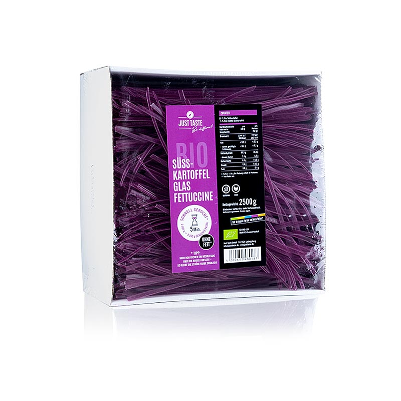 Just Taste Purple Sweet Potato Glass Noodle Fettuccine, glutenvrij, biologisch - 2,5 kg - Karton