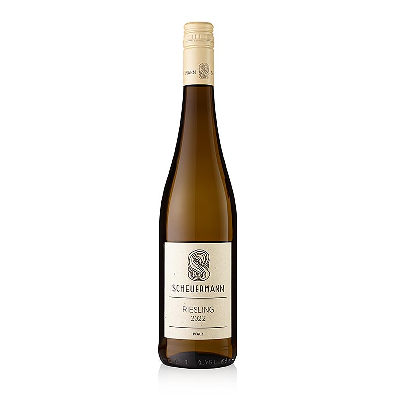 2022 Riesling, kuiva, 11,5 tilavuusprosenttia, Scheuermann, luomu - 750 ml - Pullo