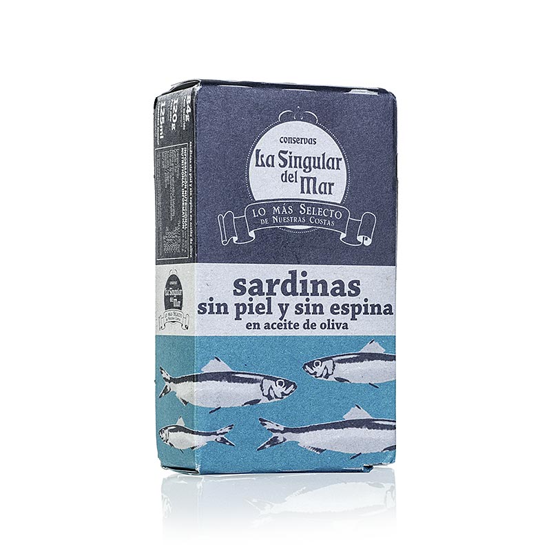 Sardelet, ne vaj ulliri, pa lekure dhe kocka, Spanje - 120 g - mund Sardelet, ne vaj ulliri, pa lekure dhe kocka, Spanje - 120 g - mund