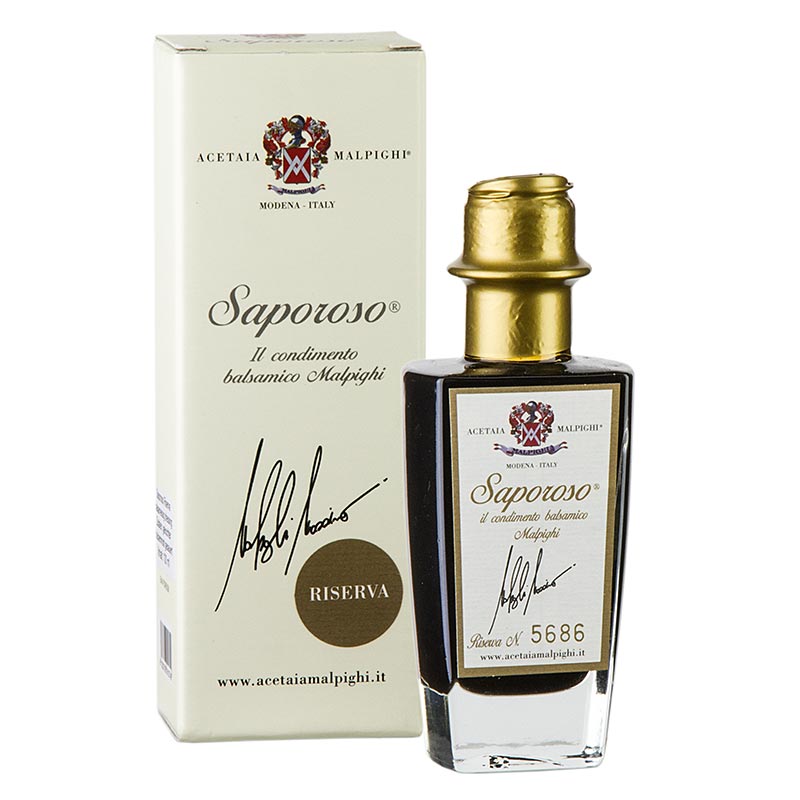 Balsamico specerij Saporoso Riserva, 8 jaar, eiken- en acaciahout, Malpighi - 100 ml - fles