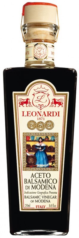 Vinaigre balsamique, vieilli au moins 6 ans, Aceto balsamico di Modena IGP Matilde, Leonardi L176 - 250 ml - bouteille
