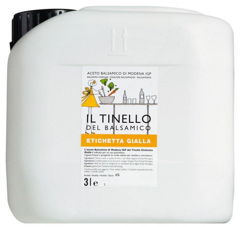 Aceto Balsamico di Modena IGP Il Tinello, giallo, balsamic vinegar, young, in a gift box, Il Borgo del Balsamico - 3,000 ml - canister